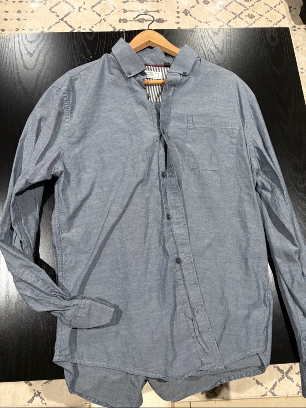 Five Four Men's Chambray Button-Down Shirt in Heather Blue